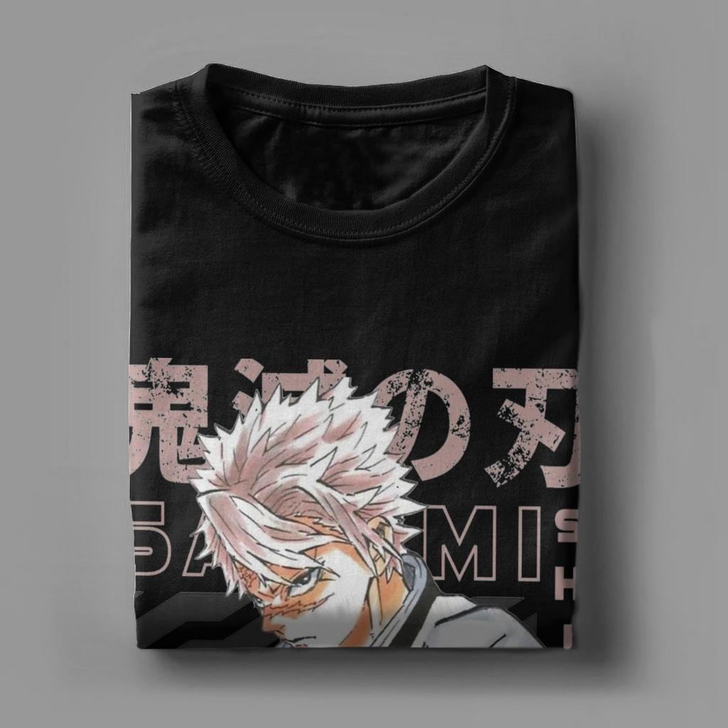Sanemi Shinazugawa Demoned Slayered Men T Shirts Novelty Tee Shirt Short Sleeve Crew Neck T-Shirts Pure Cotton Big Size Tops