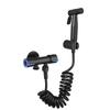Brass Material Bidet Faucet Black Portable Bidet Sprayer Set Single Cold Water Shower Head One In Two Out Angle Valve