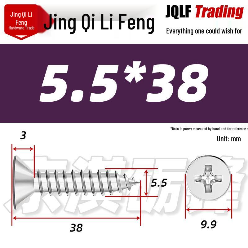 304 Stainless Steel Countersunk Self-Tapping Screw for Furniture & Outdoor Construction (GB/T 846)