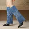 Women's High-heeled Medium Boots Autumn and Winter New European and American Style Pointed-toed Thin-heeled Large-size Cowboy Pipe Boots