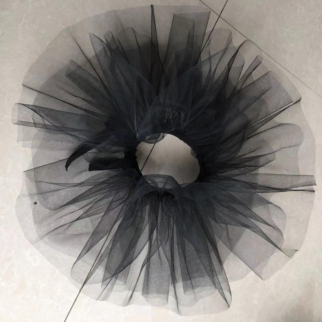Women Tulle Ruffled Fake Collar Multi-Layered Mesh Clown Choker Lace-Up Ribbon Neck Ruff Shawl Fake Collar
