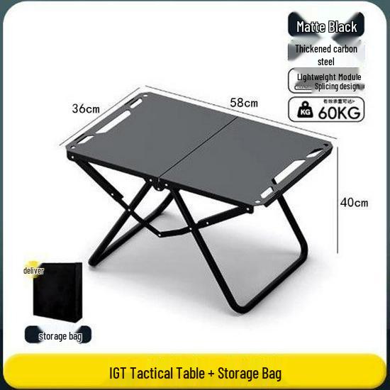 Lightweight Portable Outdoor Folding Camping Table - Tactical Multi-functional IGT Tea & Picnic Table for Field Cooking.