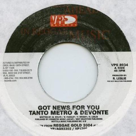 7inch Record TANTO METRO, DEVONTE - Got News For You VPS8934 VP 2004 US Reggae, Ska & Dub