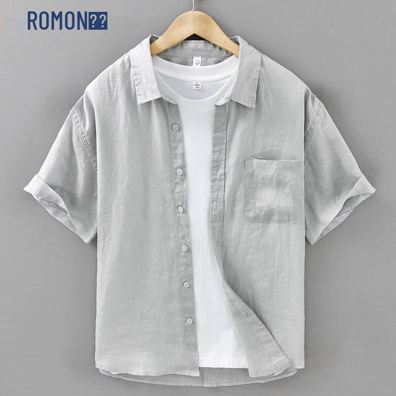 

Мужская рубашка ROMON с коротким рукавом из чистого льна M