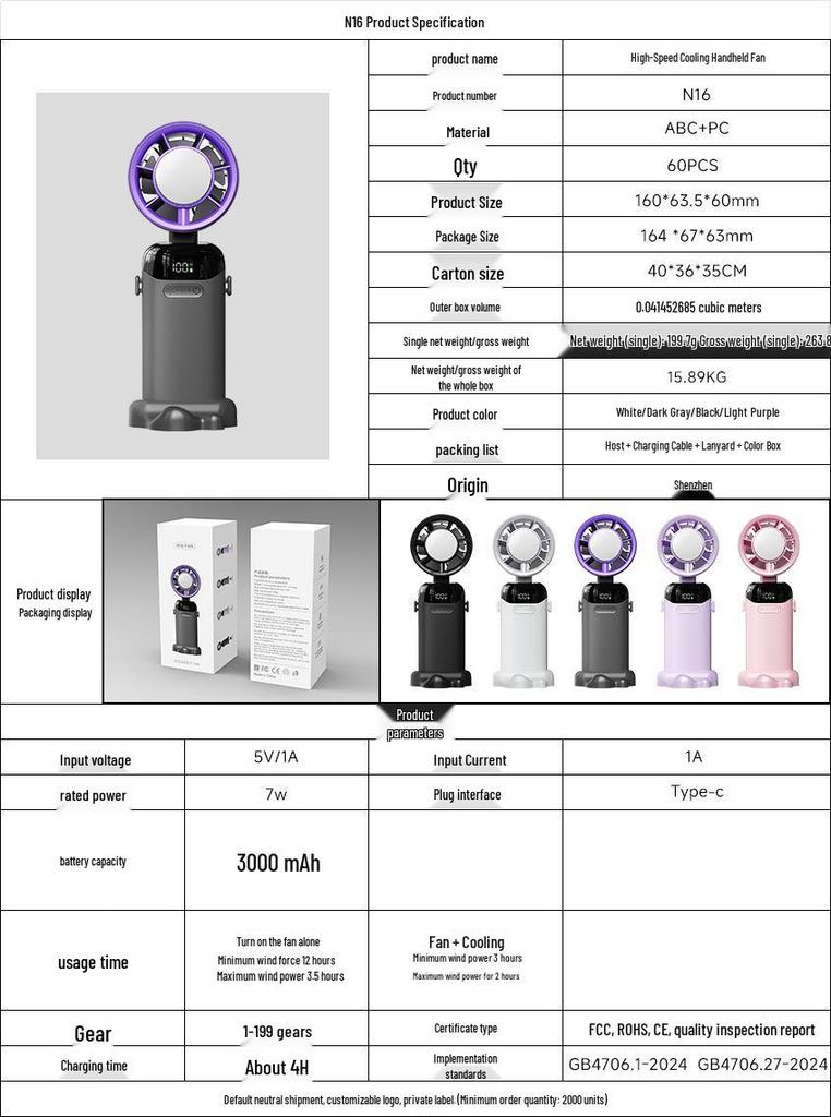 2026 Multi-Functional Foldable Handheld & Neck Ice-Pack Fan with Digital Display