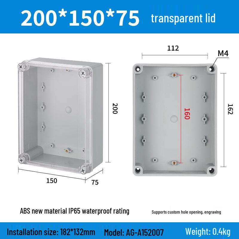 Outdoor Waterproof ABS Power Supply & Monitoring Socket Box with Wiring Terminal & Button