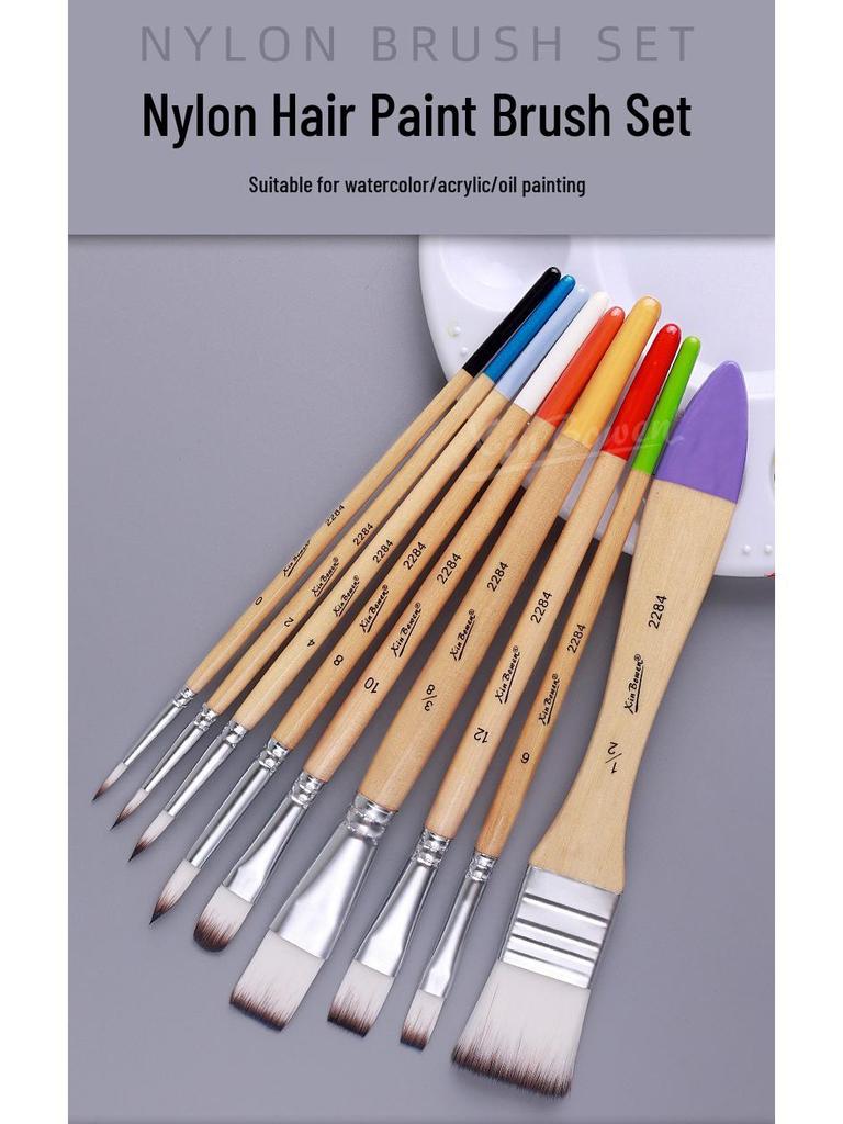 9-teiliges Nylonhaar-Pinselset für Wand- und Anfänger-Kunstmalerei