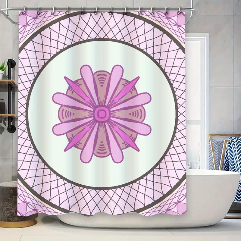 

Colorful Mandala Shower Curtain Pink And Purple Floral Decorative Bath Rug Set For Home Bathroom Accessories Non-Slip Waterproof W60H190(CM)-1 Pcs