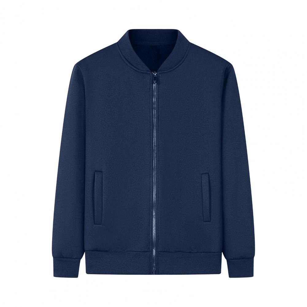 Unisex Coat Stand Collar Zip-up Carrdiagn Long Sleeves Elastic Cuff Hem Pure Color with Pocket Gym Enthusiasts Baseball Sport Ja