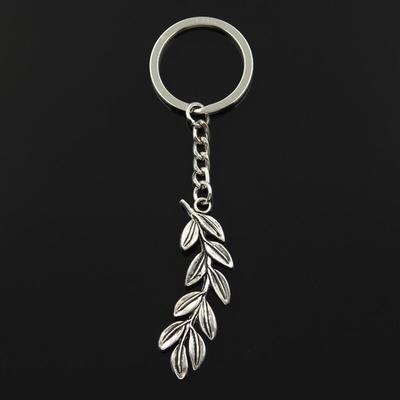 Fashion 30mm Key Ring Metal Key Chain Keychain Jewelry Antique   Plated Olive Branch Wreath 52x23mm Pendant