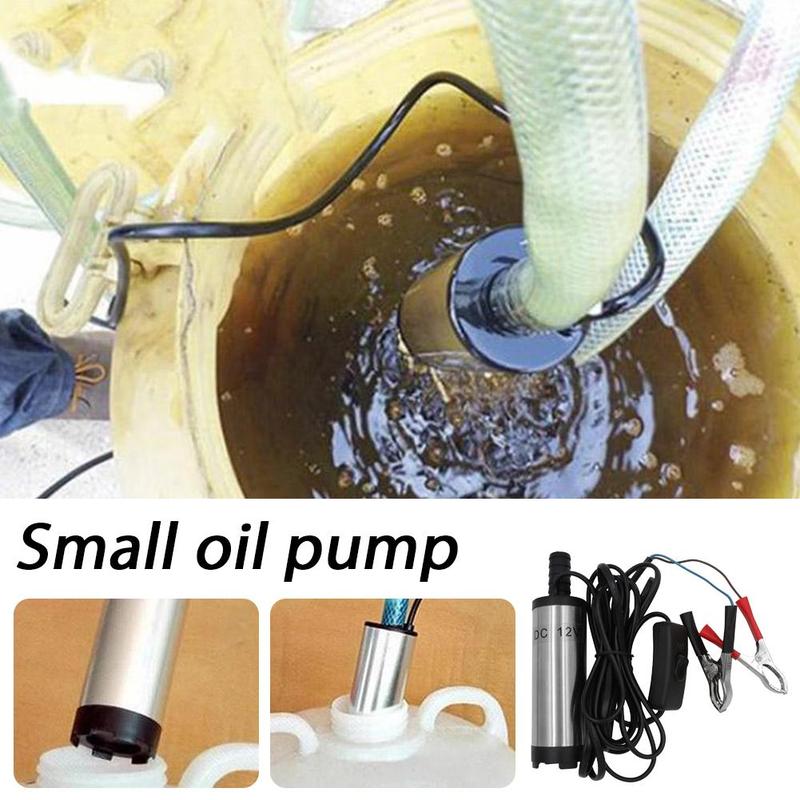 12V Submersible Oil Pump with Battery Clamps and Inline Switch Electric Fuel Transfer Pump Water Oil Transfer Refueling Pump