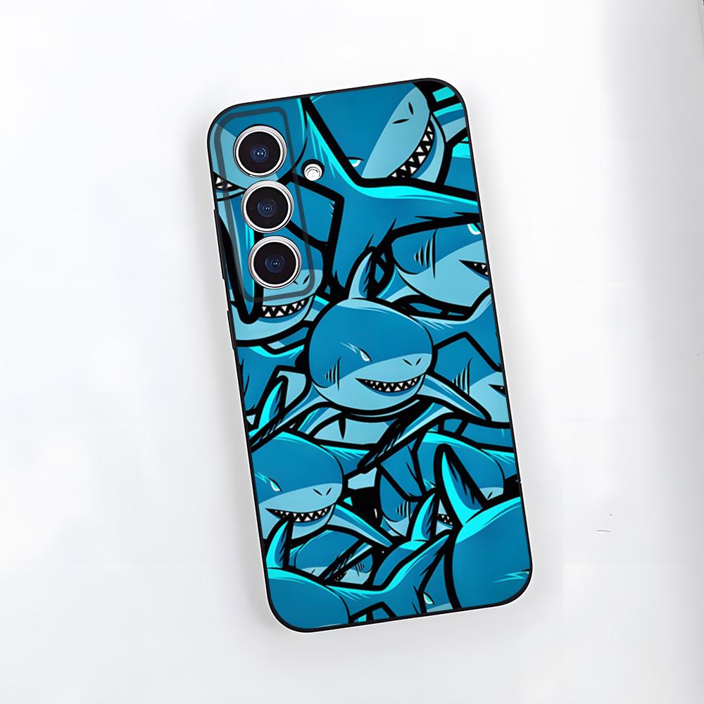 Cute Anime Shark Phone Case For Samsung A25 A13 A33 5G A54 A36 A35 A56 A52 A14 Shockproof Soft Cover