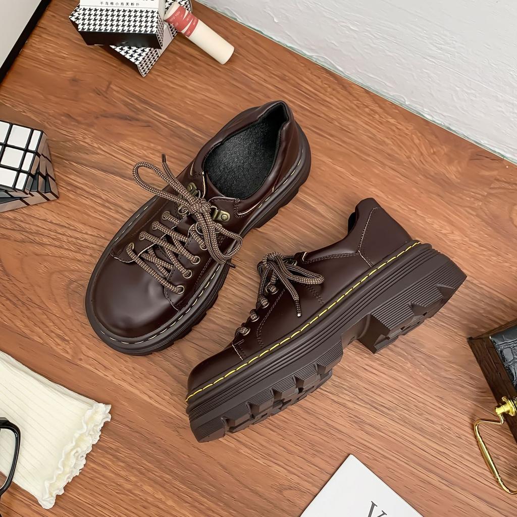 Grape mother winter new thick-soled small leather shoes women's small height increase uniform leather shoes women's Korean version loafers children