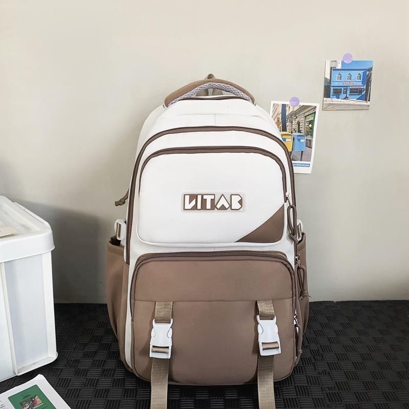 

Новый рюкзак для средней школы, студенческий рюкзак в стиле колледжа, повседневный простой, модный тренд, рюкзак для ученика средней школы хаки