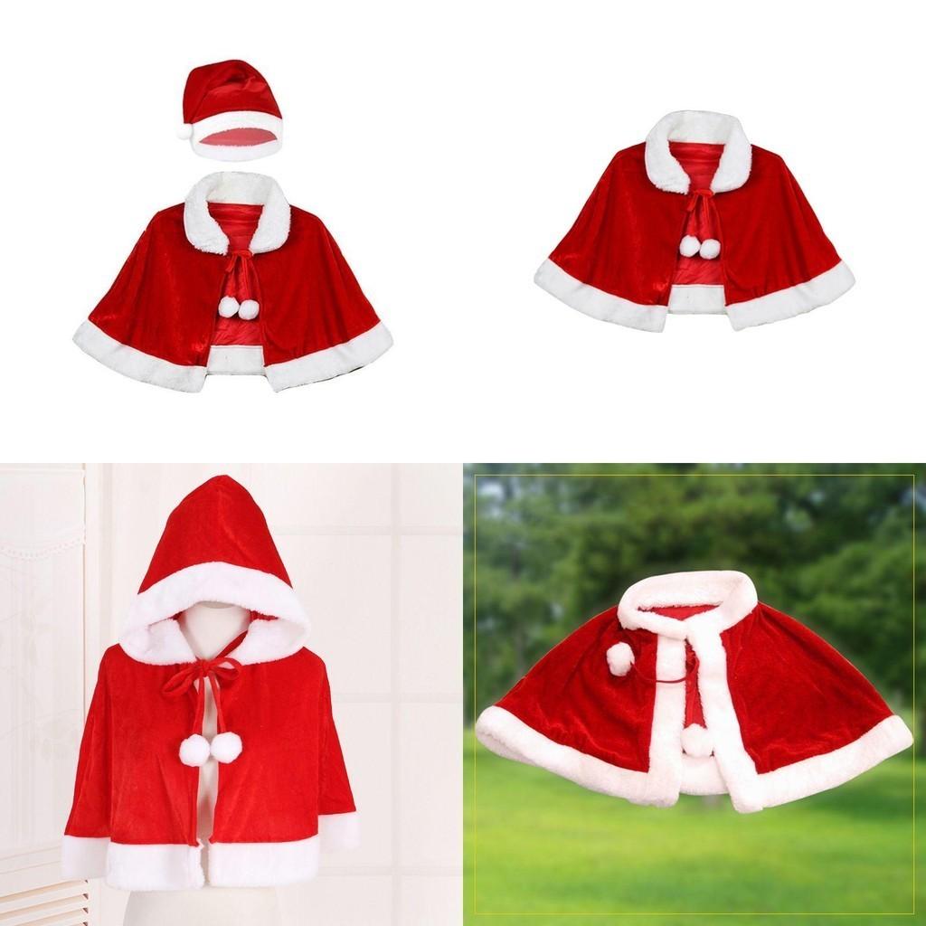 Luxurious Xmas Adult Kid Christmas Velvet Red Cloak With Matching Hat