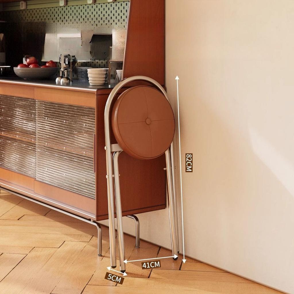 Modern Chinese Style Dining Chairs - Stainless Steel Folding Chairs with Soft Pads, Space Saving for Small Apartments