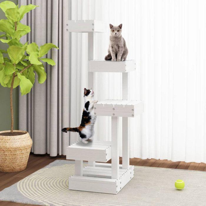 VidaXL Arbre à chat Blanc 45,5x49x103 cm Bois de pin massif 824649