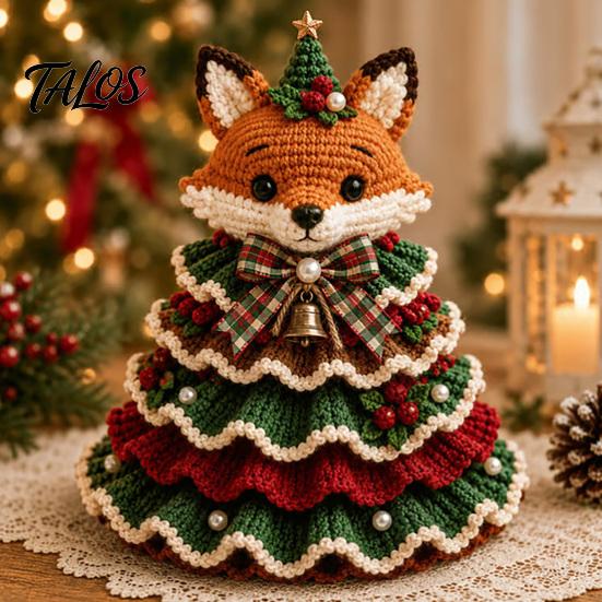 Handmade Birthday Gift Ideas Animal Xmas Tree Crochet Kit, Christmas DIY Cute Desktop Holiday Decorations Highland Cow Forest Craft Kit for Beginners,