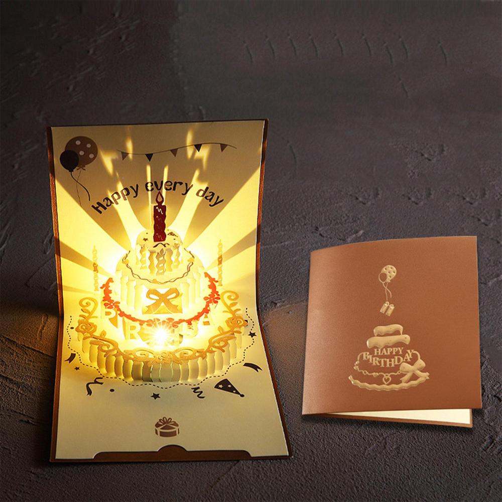 Birthday Card Music Light Greeting Card With Up Birthday Cake Happy Birthday Postcards Gift For Mom Wife Sister Boy Girl Friends