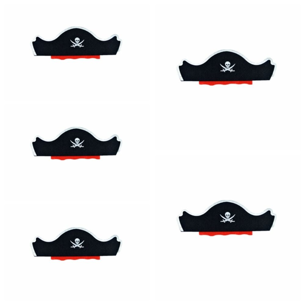 5Pcs Black Skull Pirate Captain Cap Horror Felt Pirate Hat Party Supplies Easter