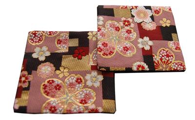 Lot de 2 sous-verres kimono en brocart de style japonais (Cerisier Beni)