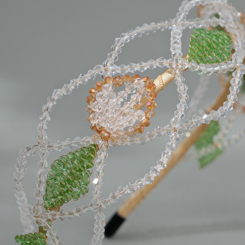Korean Small Fragrant Style Hair Hoop Ins Internet Celebrity Hair Accessories Women's Prom Wedding Headband Fashion Grid Crystal Handmade Hair Hoop