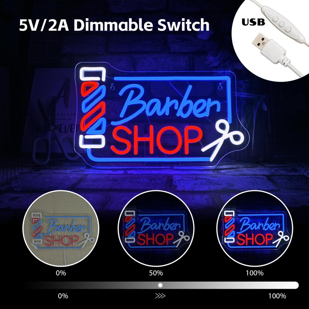 Neon Negozio di Barbiere Palo da Barbiere Segnali a LED per Decorazione Murale Luce Stazione Salone per Palo Negozio Attività Parrucchiere Forniture
