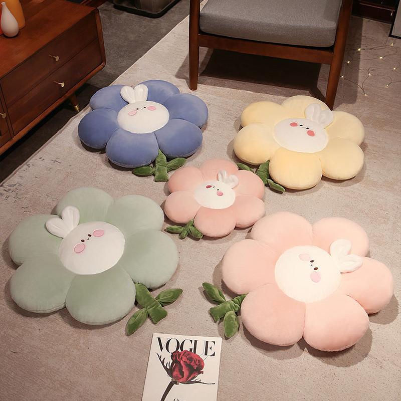 Adorable Pink Rabbit Flower Plush Pillow Soft Toy For Office Seat Cushion And Tatami Mat