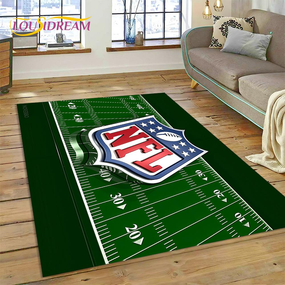 American Football N-NFL Zeichen Rugby Gamer Teppich für Wohnzimmer Schlafzimmer Dekoration, Bodenteppich rutschfeste Dekoration für Sofa Fußmatte