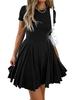 Damen Sommer Mini-Kleid mit ausgestelltem Rock, A-Linie und Falten