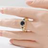Gorgeous Inlaid White Blue CZ Women's Ring Sparkling Gold Color Hand Carving Leaf Daily Wear Party Jewelry Anniversary Gift