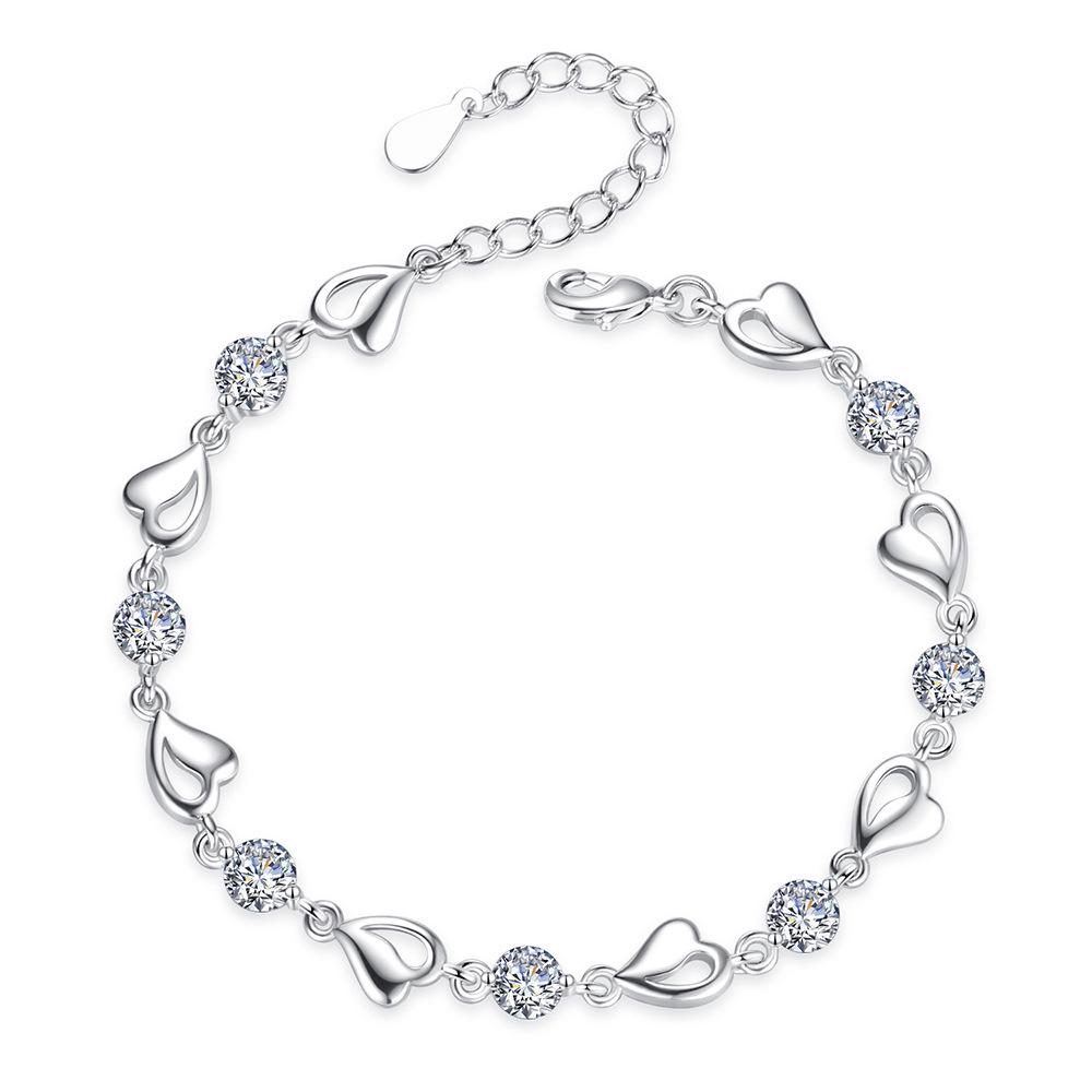 Weihua Jewelry Silver-Plated Blue Heart Bracelet for Women