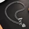 Heart Trendy Shape Titanium Steel Necklace Featuring Stylish Black And White Checkerboard Design