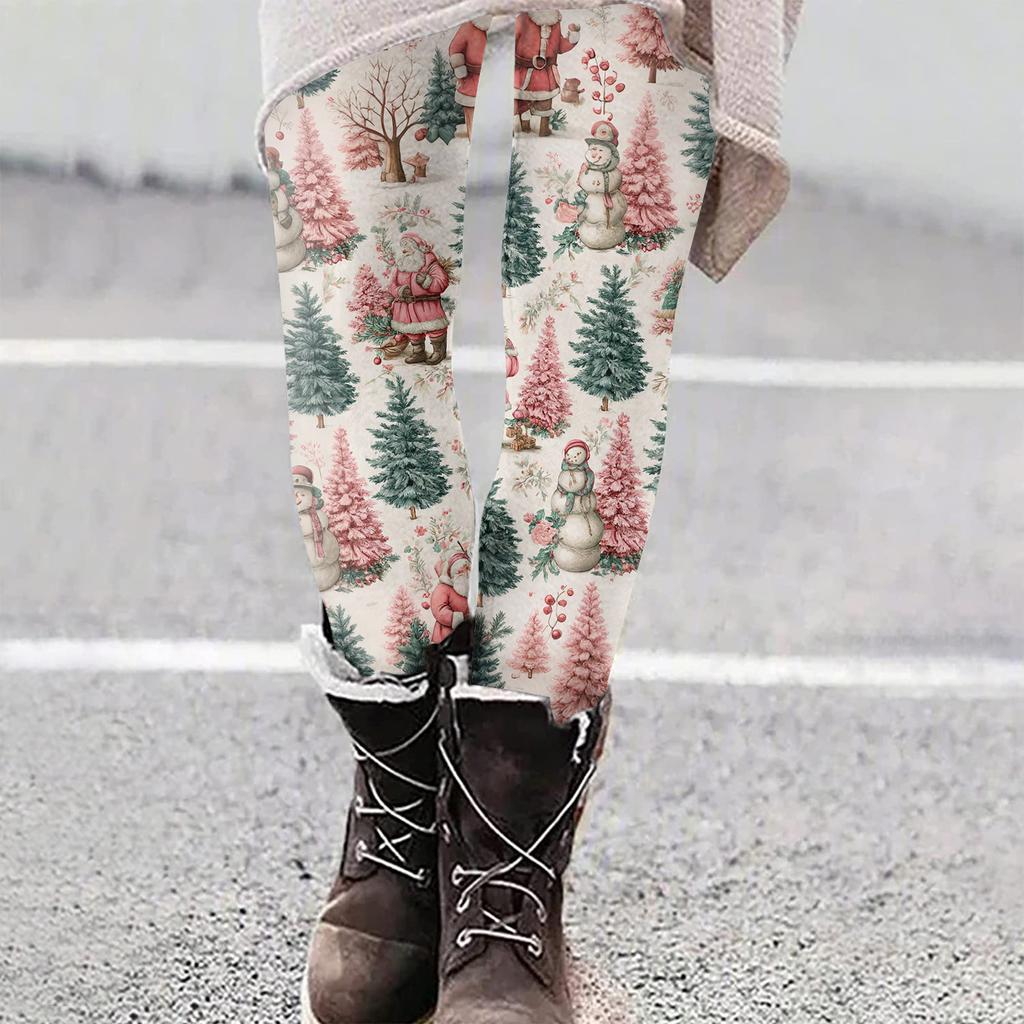 Women's Christmas Print Slim Fit Elastic Yoga Casual Pants