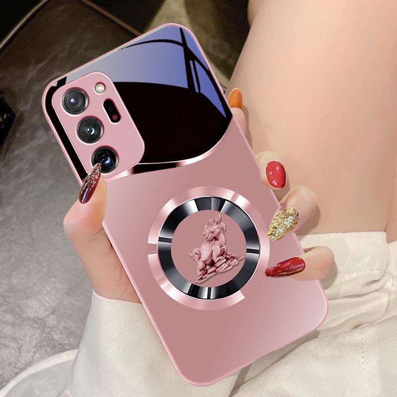 Golden Lion Black For Samsung Galaxy Note 8 9 10 PRO 20 Ultra A01 02 03 Core 04E 4G 12 13 5G Tempering Glass Phone Case