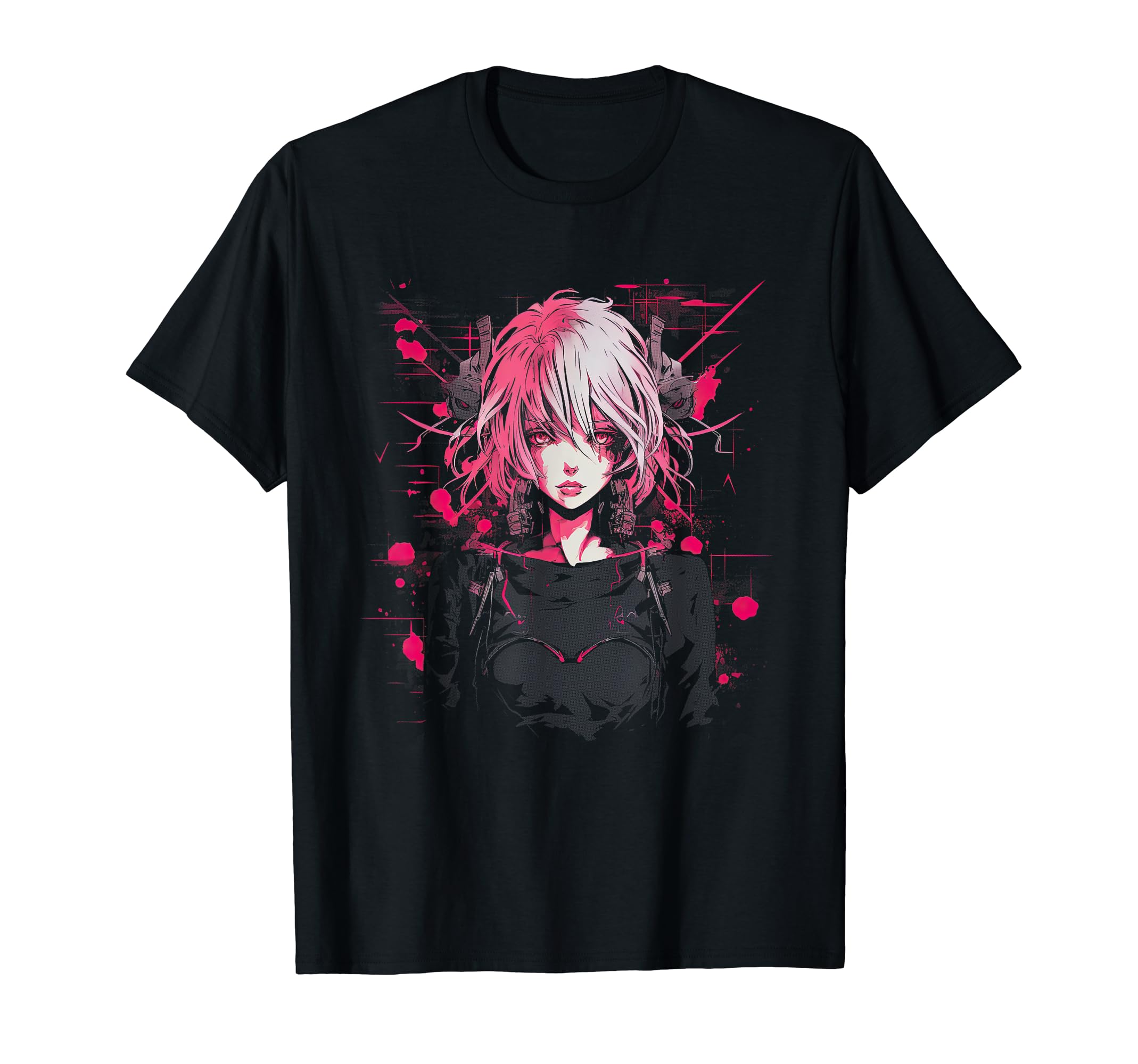 

Cyberpunk Oni Glitch Goth Synthwave Japanese T-Shirt чорний