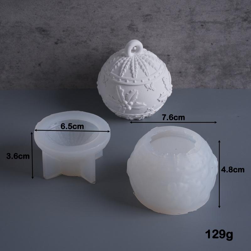 Christmas Round Ball Candle Jar Silicone Mold DIY Relief Snows Berry Storage Box Kit Molds Plaster Resin Craft Making Xmas Decor