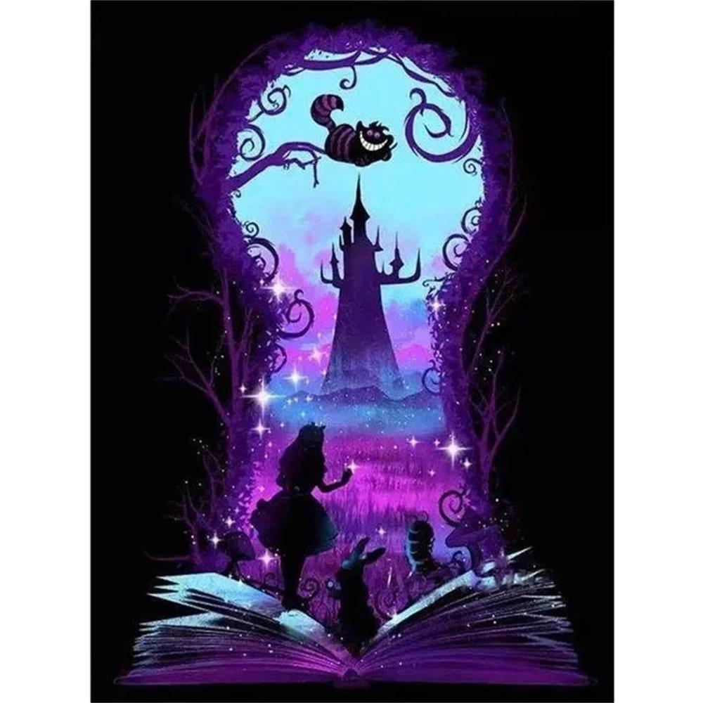 

Disney Diamond Painting Alice in Wonderland Poster Keyhole Alice Print Disney Movie Poster Cartoon Canvas Wall Painting Artist Home Decoration Round 20x30cm
