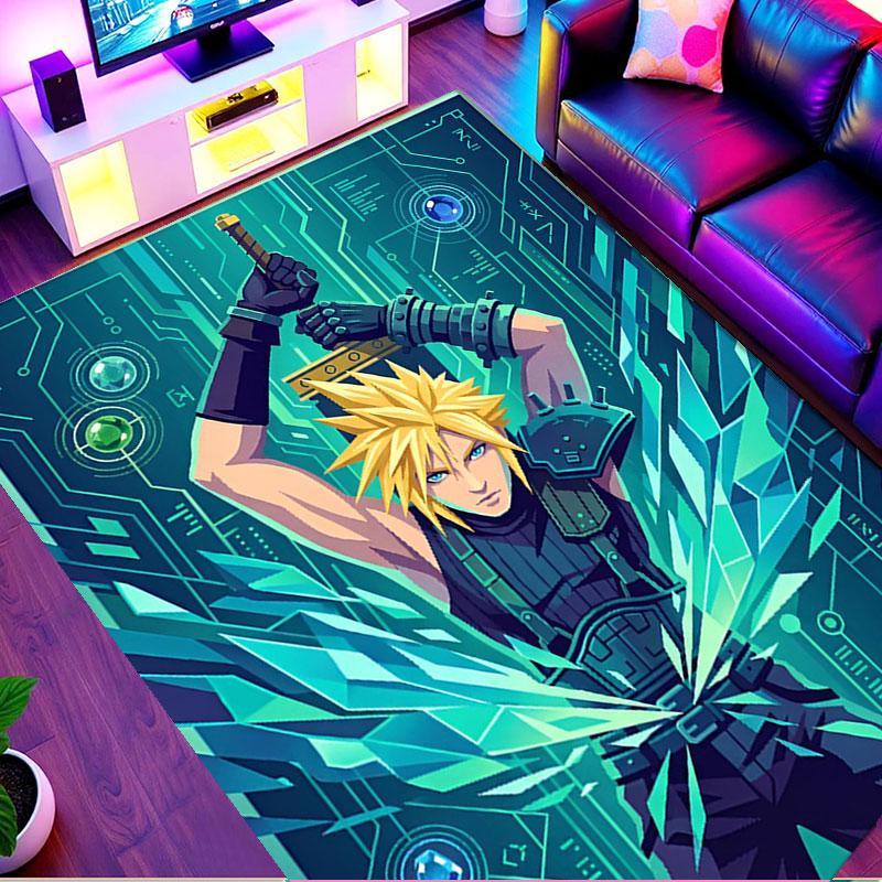 Final Fantasy Print Rug, Washable Floor Carpet, For Entryway Dorm Laundry Room Office Study, Home Decor Birthday Christmas Gift