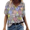 European and American Style Women's Clothing Casual V-neck Short-sleeved T-shirt D Digital Printing Source Wholesale