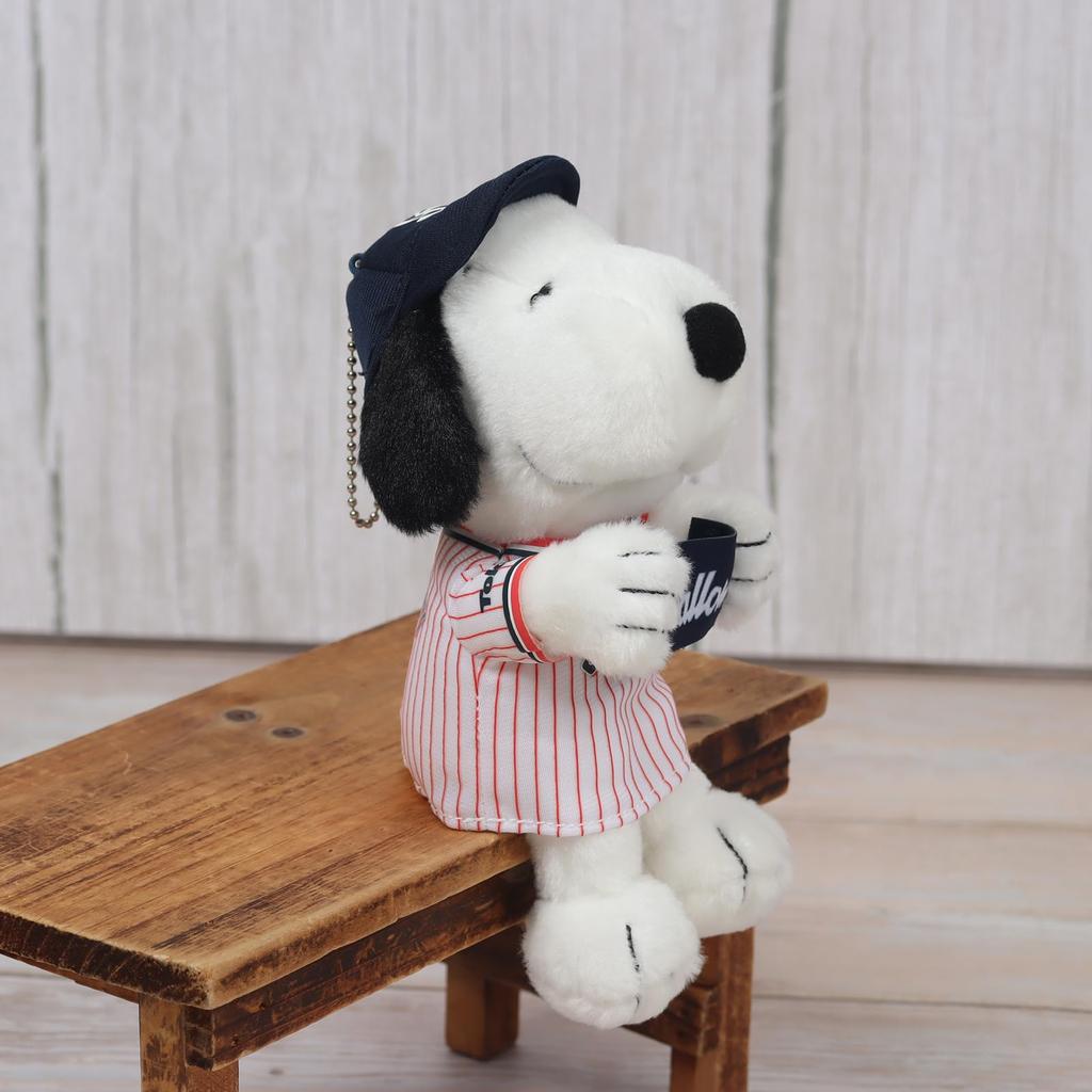 Yoshitoku Snoopy Plush Strap total Official Licensed Product of the Tokyo Yakult Swallows of the 12 professional baseball Comes in a gift bag Blue