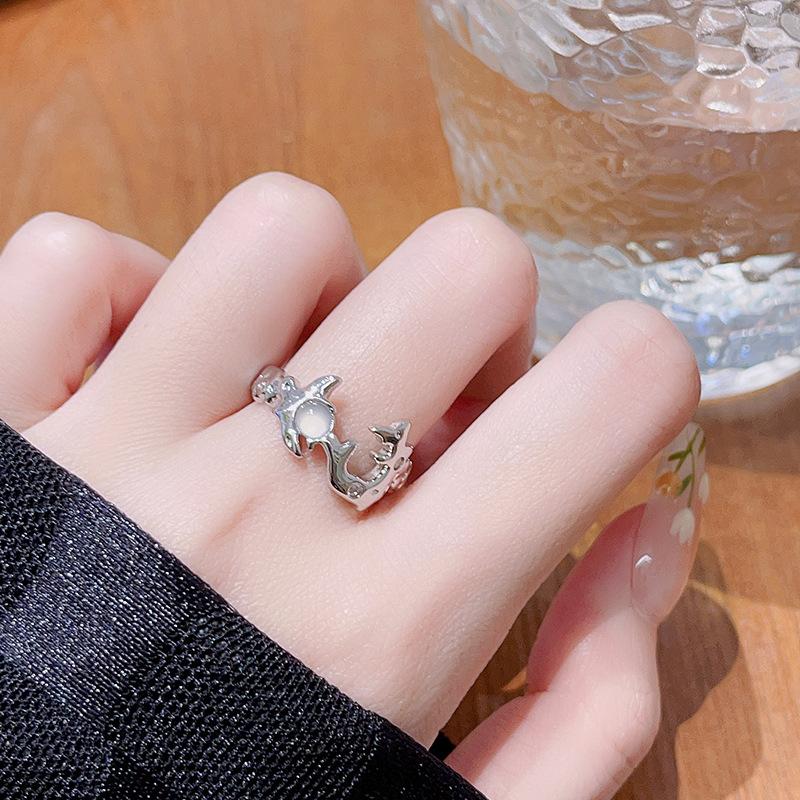 Irregular French Pleated High-End Open Ring Cold Wind Simple Full Of Diamonds Zircon Personality Ring Female