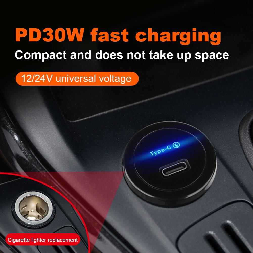 PD 30W USB C Car Charger Socket 12V/24V Fast Charge RV USB Outlet Adapter USB Outlet For Marine Boat ATV Camping Truck Golf Cart