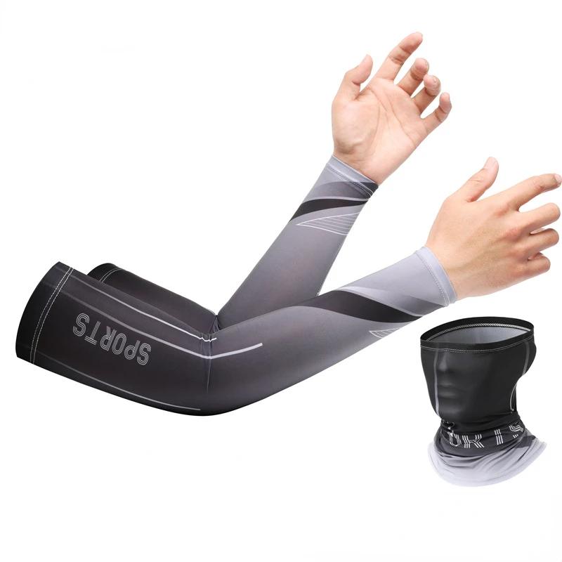 New Ice Silk Sleeve Sunscreen Cuff UV Sun Protection Arm Sleeves  Anti-Slip Men Women Long Gloves Outdoor Cool Sport Cycling