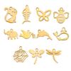 5pcs/lot Stainless Steel Animal Charms for Jewelry Making Cat Fish Butterfly Dragonfly Spider Bird Dolphin Elephant DIY Pendant