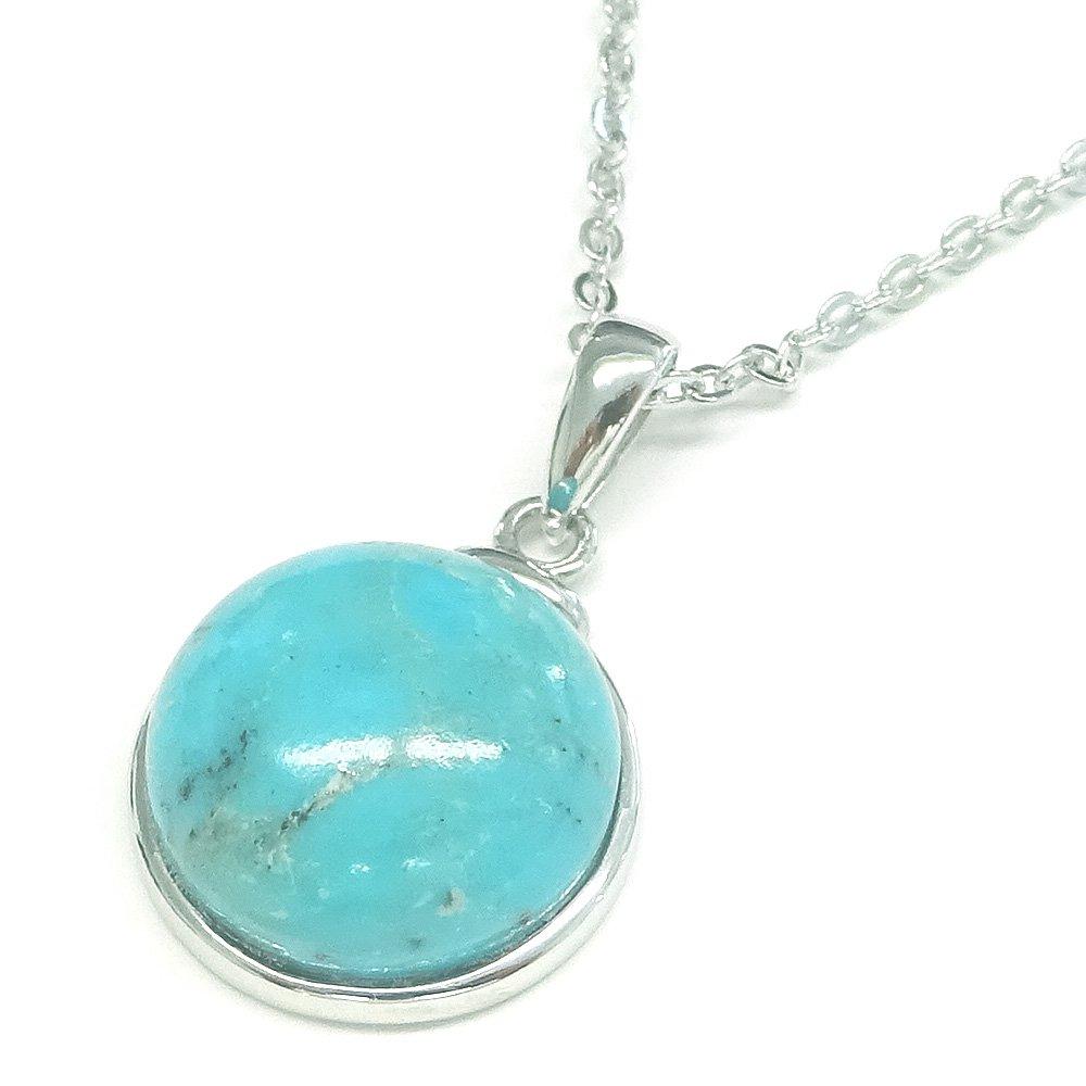 [Your and My Jewelry Box] Turquoise Round Pendant Necklace - 5.0 Carat Single Stone 10044