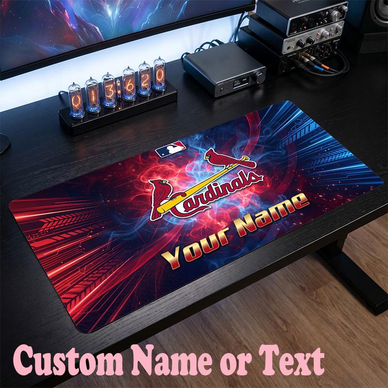 St. Louis Cardinals Customized Name Text Mouse Pad, Large Desk Mouse Mat Personalized Home Office Present