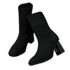 Buty Damskie 2024 Dzianinowe Botki do Połowy Łydki Eleganckie Nowoczesne Botki Damskie Kwadratowy Nosek Wsuwane Szpilki Buty Duże Rozmiary Damskie