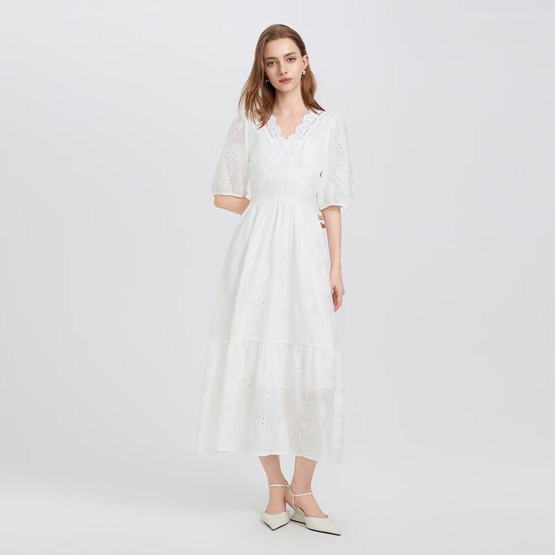 Women's V-Neck Embroidered Midi Dress