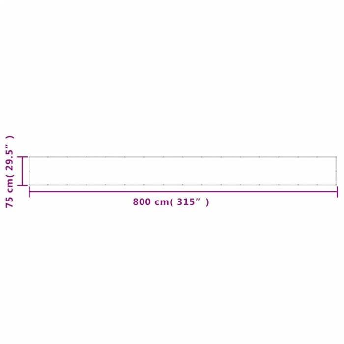VidaXL Écran de Balcon, Brise-vue de Jardin, Écran de Protection, Écran d'Intimité Terrasse Extérieur, Noir 75x800 cm 100% 4000362